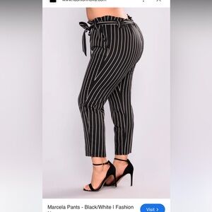 Fashion Nova Marcela Black and White Pinstripe Cropped Pants 1X NWT